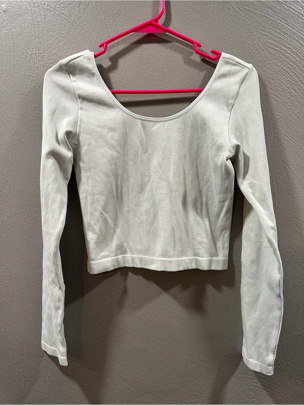 wild fable Scoop Neck Ribbed Long Sleeve Top - White